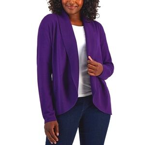 Karen Scott Women's Shawl-collar Curved-hem Cardigan